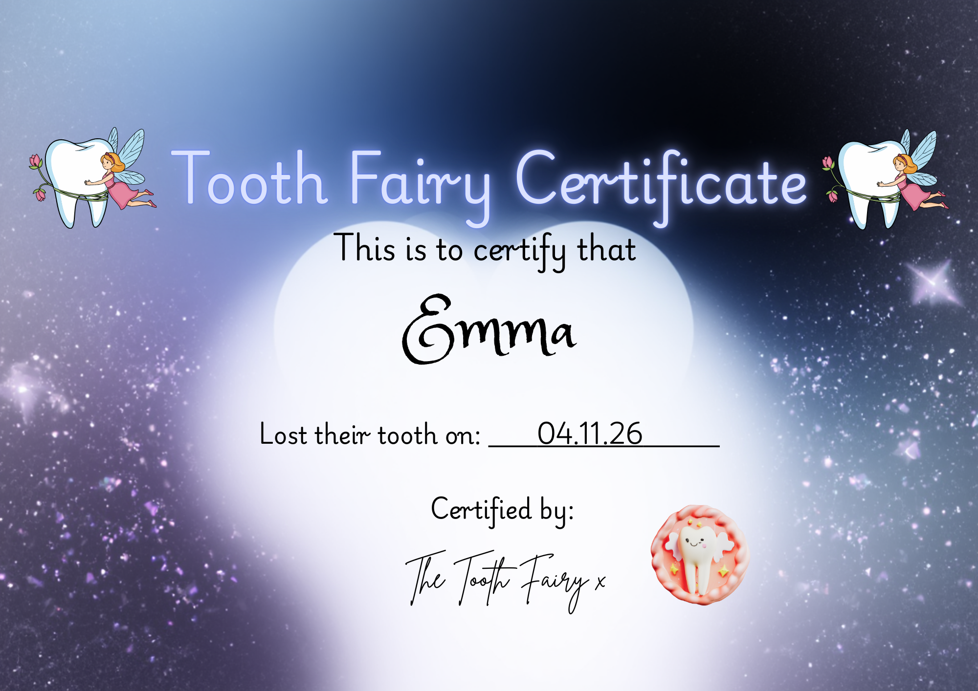 Lost tooth certificate