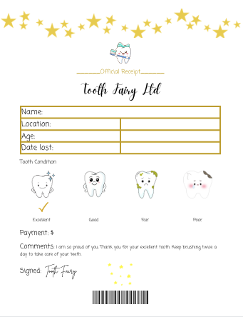 Tooth Fairy Receipt